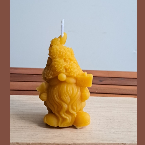 Set of 2 Gnome with hammer candle made from 100% beeswax